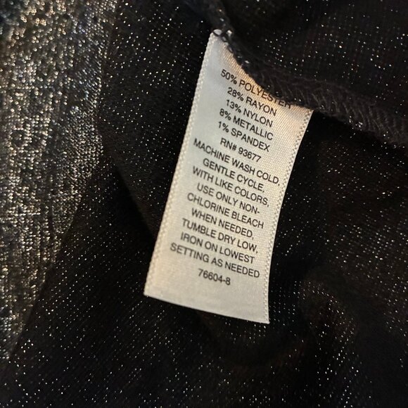Liz Claiborne Women's Metallic Black Small Long Sleeve Blouse - Picture 6 of 6